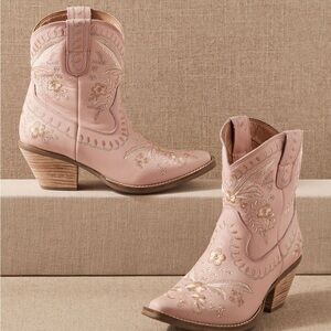 Anthropologie Dingo 1969 Primrose Leather Cowboy Boot Booties Sz 10